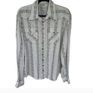 Diesel men’s floral long sleeve pearl snap cotton long sleeve western shirt XXL